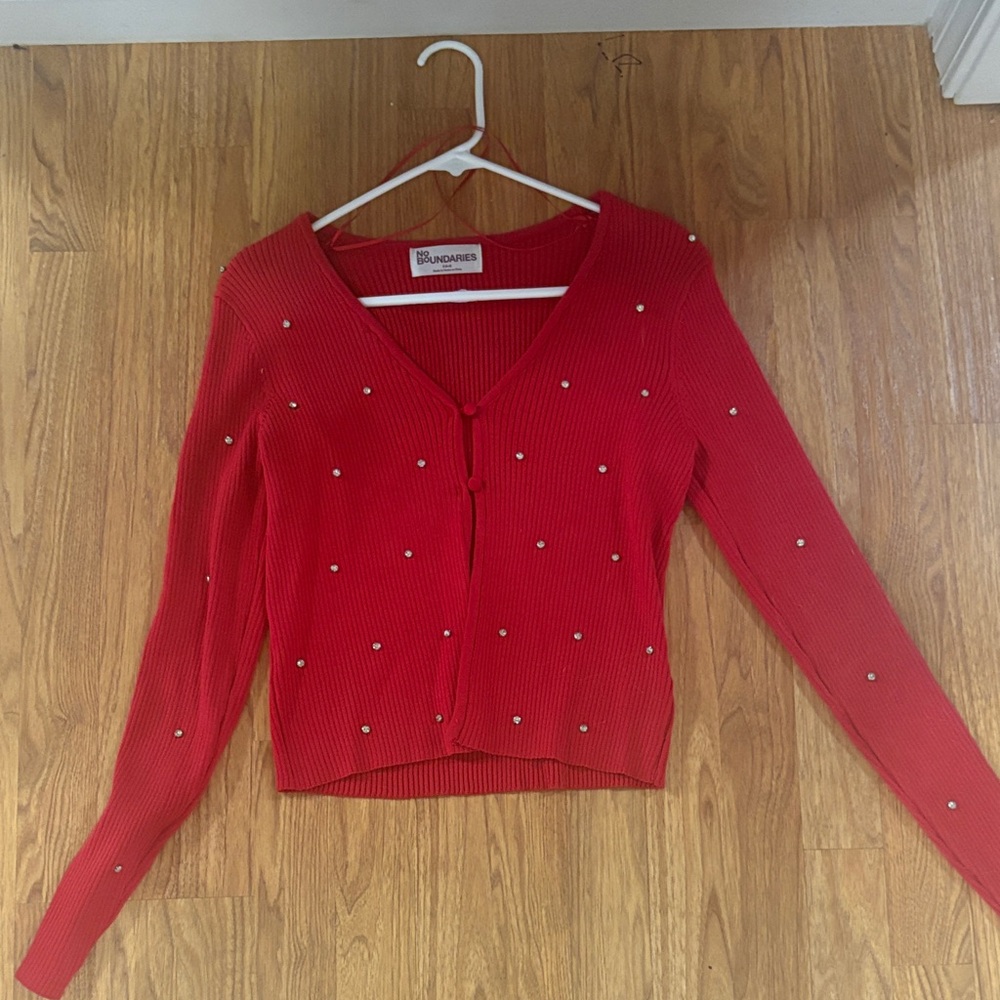Red Sweater with Diamond Accents